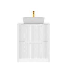 Royal Bathrooms Avenza 700mm Matt White Floor Standing Countertop Bathroom Vanity Unit 2 Drawer With Cube Basin - thumbnail 6
