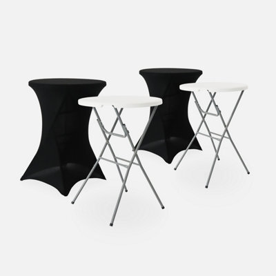 Sweeek - Pair Of Foldable High Tables With Protective Covers Black 81X81X110 Cm - Gala + Cover X2 - image 1