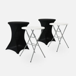 Sweeek - Pair Of Foldable High Tables With Protective Covers Black 81X81X110 Cm - Gala + Cover X2 - thumbnail 1
