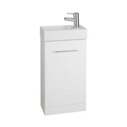 Clifton Bathroom Cube 410mm Cloakroom Vanity Unit With Basin - Gloss White - (Impact) - Brassware Not Included - thumbnail 1