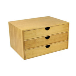 Wide Bamboo Desktop 3 Drawer Stationery Storage Organiser - thumbnail 3