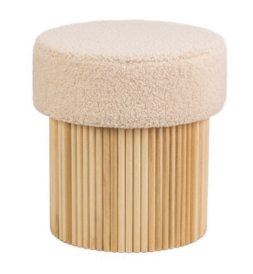 Nordlys White Bouclé Pouf With Storage Vintage Style Living Room - image 1