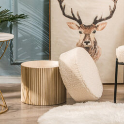 Nordlys White Bouclé Pouf With Storage Vintage Style Living Room - thumbnail 5