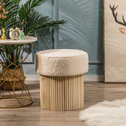 Nordlys White Bouclé Pouf With Storage Vintage Style Living Room - thumbnail 3