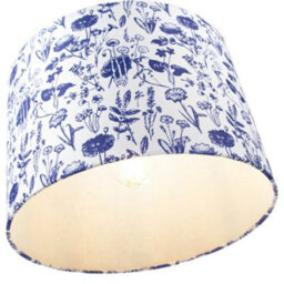 Happy Homewares White Cotton 12 Drum Lamp Shade With Blue Floral Decoration And Inner Lining - thumbnail 5