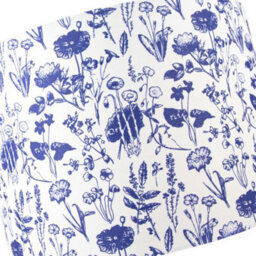 Happy Homewares White Cotton 12 Drum Lamp Shade With Blue Floral Decoration And Inner Lining - thumbnail 4