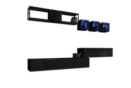 "Arte Switch Metal Iii Black Gloss Entertainment Unit 280Cm - Industrial-Style Media Wall For Tvs Up To 60""" - thumbnail 2