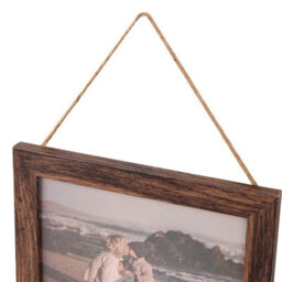 Brown Collage Picture Frame For 4 Photos Mdf Picture Frames W/ Hanging Rope Wall Decor - thumbnail 2