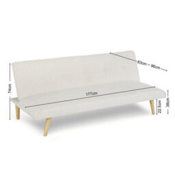 Lucca Click Clack Sofa Bed In Premium Textured Linen 3 Seater Light Grey - thumbnail 9