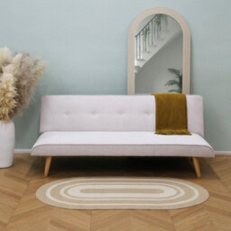 Lucca Click Clack Sofa Bed In Premium Textured Linen 3 Seater Light Grey - thumbnail 2