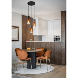 Luminosa Lighting Luminosa Annika Cluster Pendant Ceiling Light Matt Black Copper Glass Shade 3X E27 - thumbnail 4