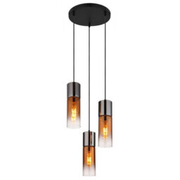 Luminosa Lighting Luminosa Annika Cluster Pendant Ceiling Light Matt Black Copper Glass Shade 3X E27 - thumbnail 1