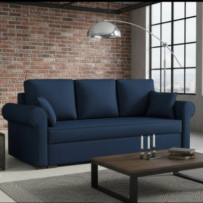 Olimpia Living Room Sofa Bed With Sleeping Function Bonell Springs Foam Hydrophobic Fabric 234X92X90 Cm Blue - image 1