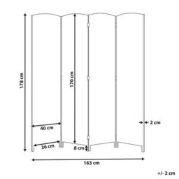 Beliani 4 Panel Room Divider Lappago Natural 163 Cm 170 Cm - thumbnail 3