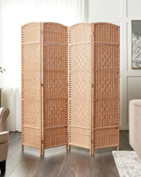 Beliani 4 Panel Room Divider Lappago Natural 163 Cm 170 Cm - thumbnail 2