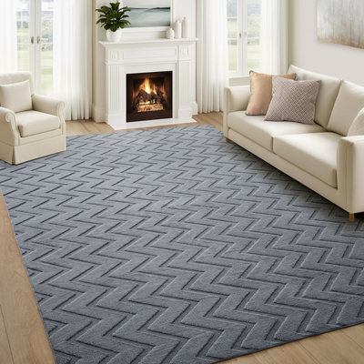 Bedlooms Grey High Low Pile Rug 160X230Cm, Soft Thick Piles,  Diamond Pattern, Modern Area Rugs And Living Room Rug - image 1