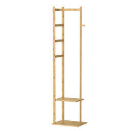 Versatile Bamboo Coat Stand Corner Clothes Rack Garment Shelf Hanging Rail Hooks - thumbnail 1