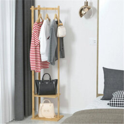 Versatile Bamboo Coat Stand Corner Clothes Rack Garment Shelf Hanging Rail Hooks - thumbnail 5