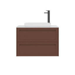 Royal Bathrooms Royal Bathroom Elmore 800mm Terracotta Clay Wall Mounted Countertop Bathroom Vanity Unit 2 Drawer With Qubix Basin - thumbnail 7