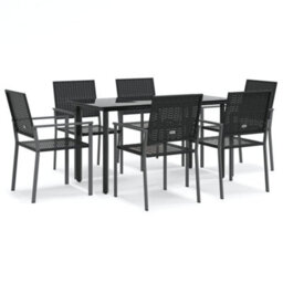 Berkfield 7 Piece Garden Dining Set Poly Rattan And Steel - thumbnail 2
