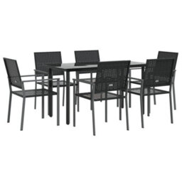 Berkfield 7 Piece Garden Dining Set Poly Rattan And Steel - thumbnail 3
