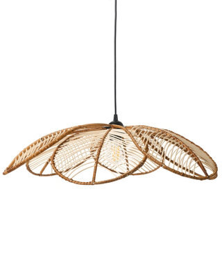 Wyld And Coco Natural Rattan Pendant Lamp Handmade Flower Shade Boho - W66 X D66 X H130Cm - image 1