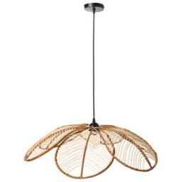 Wyld And Coco Natural Rattan Pendant Lamp Handmade Flower Shade Boho - W66 X D66 X H130Cm - thumbnail 4