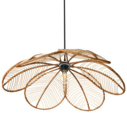 Wyld And Coco Natural Rattan Pendant Lamp Handmade Flower Shade Boho - W66 X D66 X H130Cm - thumbnail 6