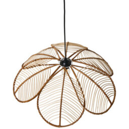 Wyld And Coco Natural Rattan Pendant Lamp Handmade Flower Shade Boho - W66 X D66 X H130Cm - thumbnail 5