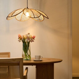 Wyld And Coco Natural Rattan Pendant Lamp Handmade Flower Shade Boho - W66 X D66 X H130Cm - thumbnail 2