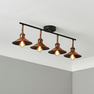 Inlight Bureau Satin Black Copper Effect 4 Light Spotlight Bar - image 1