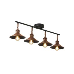 Inlight Bureau Satin Black Copper Effect 4 Light Spotlight Bar - thumbnail 4