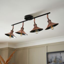Inlight Bureau Satin Black Copper Effect 4 Light Spotlight Bar - thumbnail 2