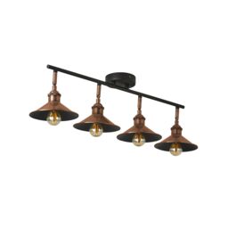 Inlight Bureau Satin Black Copper Effect 4 Light Spotlight Bar - thumbnail 5