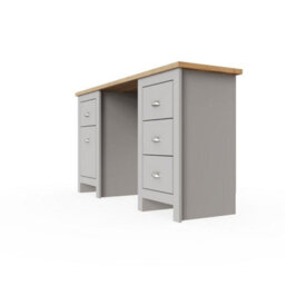 Timber Art Design Lisbon Light Grey Double Pedestal Study Desk Laptop Computer Desk Office Furniture - thumbnail 6