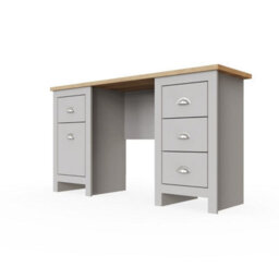Timber Art Design Lisbon Light Grey Double Pedestal Study Desk Laptop Computer Desk Office Furniture - thumbnail 9