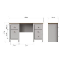 Timber Art Design Lisbon Light Grey Double Pedestal Study Desk Laptop Computer Desk Office Furniture - thumbnail 7