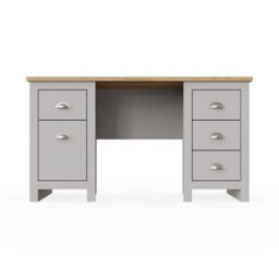 Timber Art Design Lisbon Light Grey Double Pedestal Study Desk Laptop Computer Desk Office Furniture - thumbnail 8
