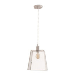 Valuelights Susie Glass Lantern Lamp Shade Brushed Chrome Single Ceiling Pendant Light - thumbnail 2