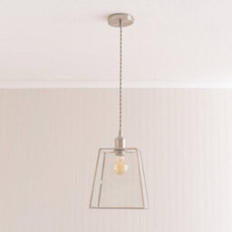Valuelights Susie Glass Lantern Lamp Shade Brushed Chrome Single Ceiling Pendant Light - thumbnail 5