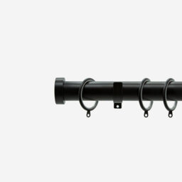Matt Black 28mm Stud Fixed Length Metal Curtain Pole  70Cm - thumbnail 1