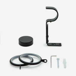 Matt Black 28mm Stud Fixed Length Metal Curtain Pole  70Cm - thumbnail 3