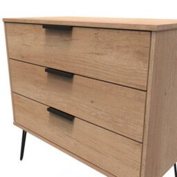 Osaka 3 Drawer Chest Of Drawers In Nebraska Oak (Ready Assembled) - thumbnail 4