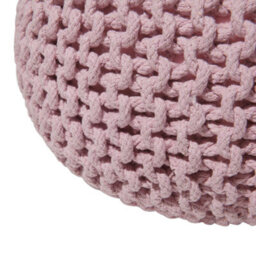 Wyld And Coco Pink Knitted Cotton Pouffe Ottoman 50 X 35 Cm, Eps Bead Filling - thumbnail 4