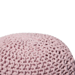Wyld And Coco Pink Knitted Cotton Pouffe Ottoman 50 X 35 Cm, Eps Bead Filling - thumbnail 5