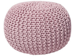 Wyld And Coco Pink Knitted Cotton Pouffe Ottoman 50 X 35 Cm, Eps Bead Filling - thumbnail 1