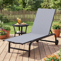 Costway Outdoor Chaise Lounge Chair Set Of 2 With Wheels 6-Position Recliner - thumbnail 5