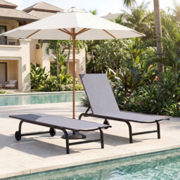 Costway Outdoor Chaise Lounge Chair Set Of 2 With Wheels 6-Position Recliner - thumbnail 4