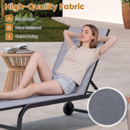 Costway Outdoor Chaise Lounge Chair Set Of 2 With Wheels 6-Position Recliner - thumbnail 8