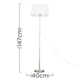Valuelights Charles Brushed Chrome Floor Lamp With White Linen Shade - thumbnail 6